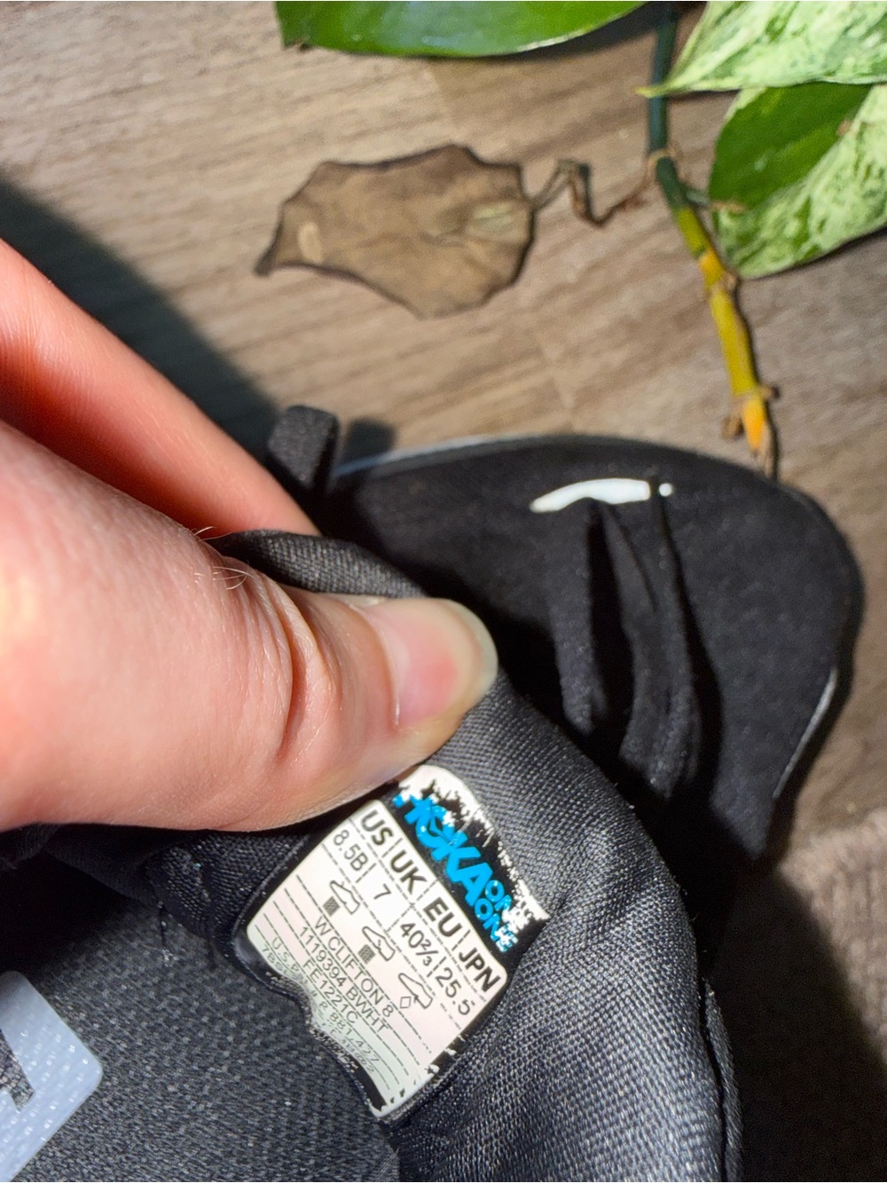 Hoka Black and White Clifton 8 Running Shoes - Picture 7 of 7
